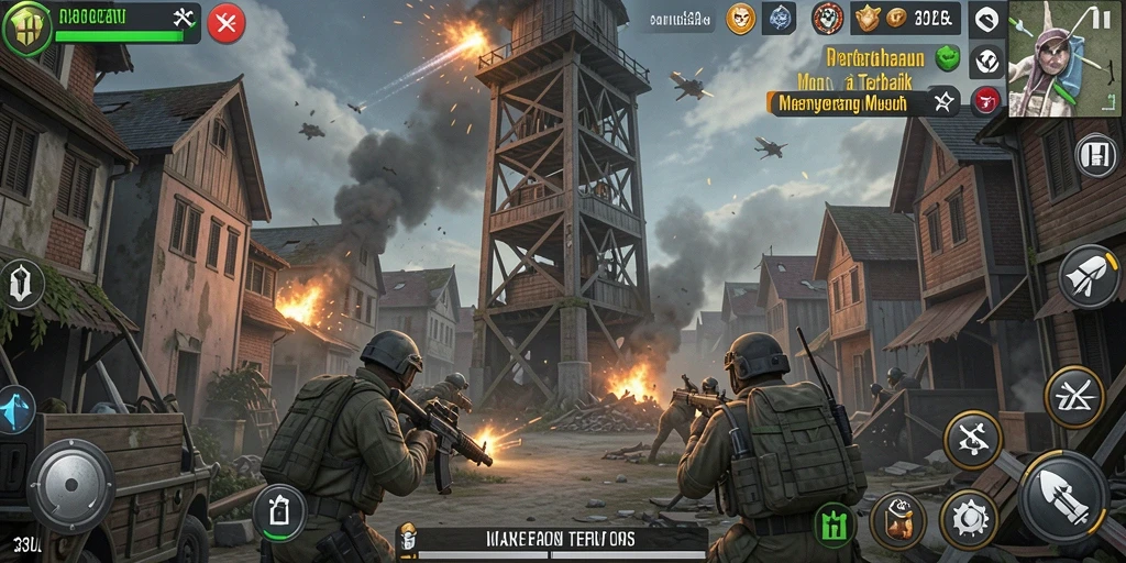 Screenshot gameplay 33L menampilkan pertahanan menara yang seru