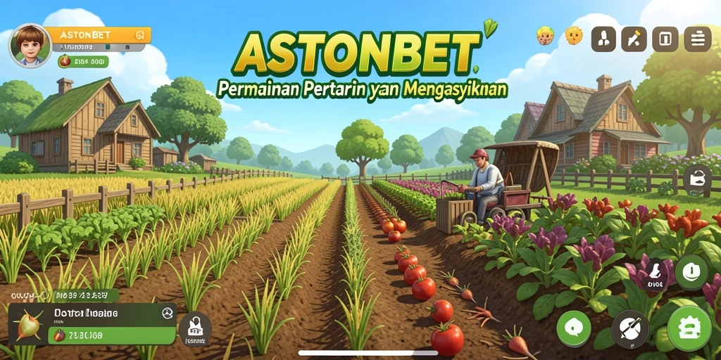 Tampilan gameplay seru dari ASTONBET dengan aktivitas bertani.