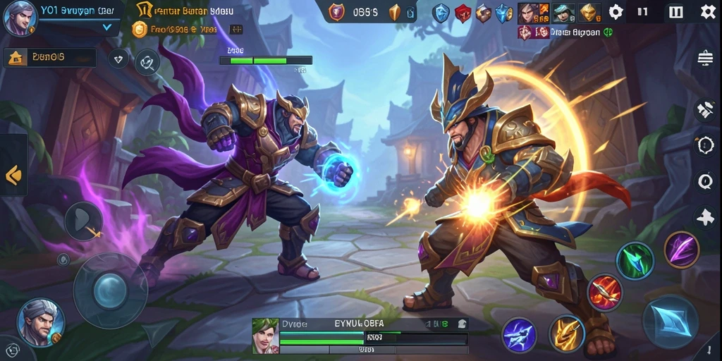 Tangkapan layar utama DY01 menunjukkan aksi pertempuran intens dalam permainan MOBA.