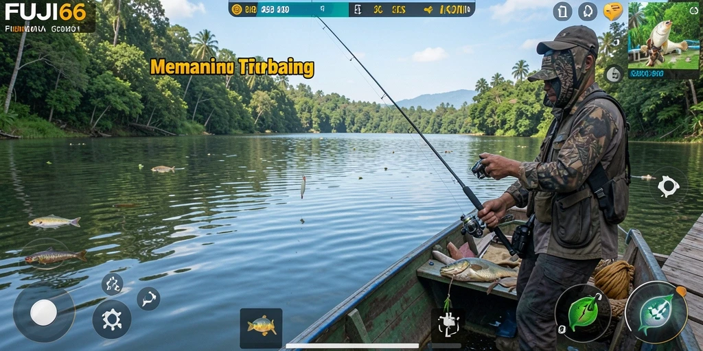 Screenshot dari gameplay FUJI66 menampilkan pengalaman memancing yang seru.