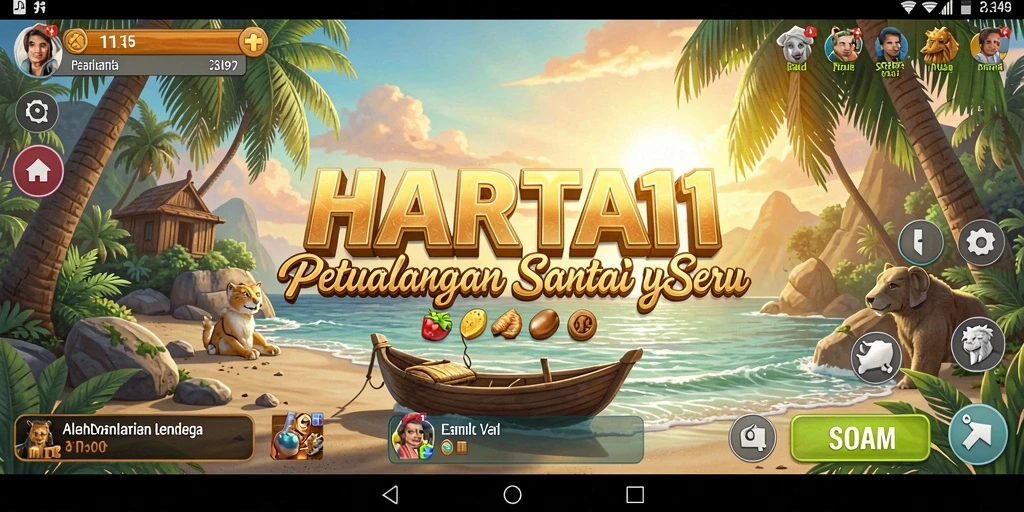 Screenshot gameplay HARTA11 yang penuh warna dan menyenangkan.