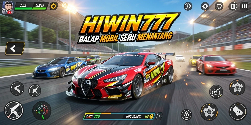 Gameplay menegangkan balapan mobil di HIWIN777.