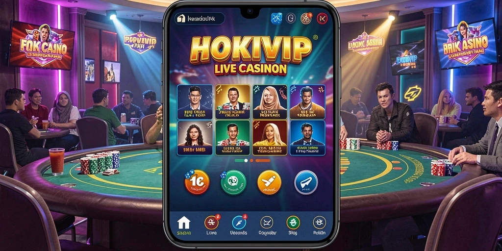 Screenshot HOKIVIP menampilkan dealer profesional dalam gameplay Live Casino.