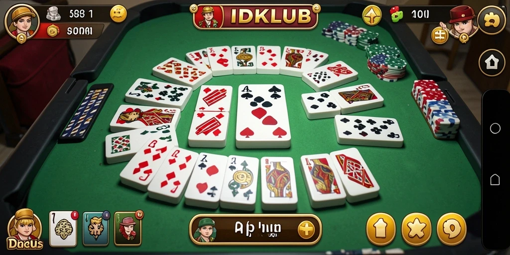 Gameplay seru Domino di IDKLUB dengan teman-teman.