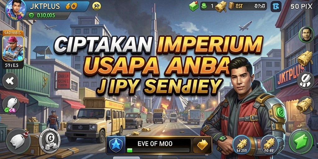 Tampilan gameplay JKTPLUS yang seru dan interaktif dalam merancang bisnis.