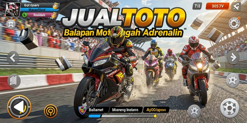 Screenshot menampilkan aksi balapan motor yang mendebarkan di JUALTOTO.