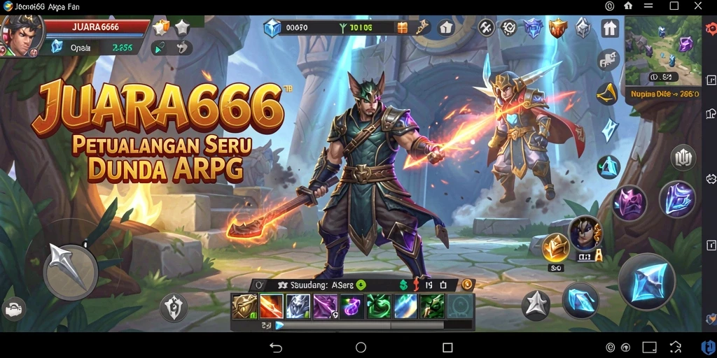 Tangkapan layar JUARA666 menampilkan duel epik dalam permainan ARPG.
