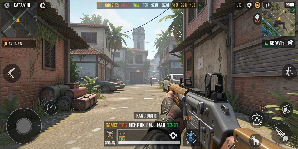 Gameplay seru KATAWIN dengan aksi tembak-menembak yang mendebarkan.