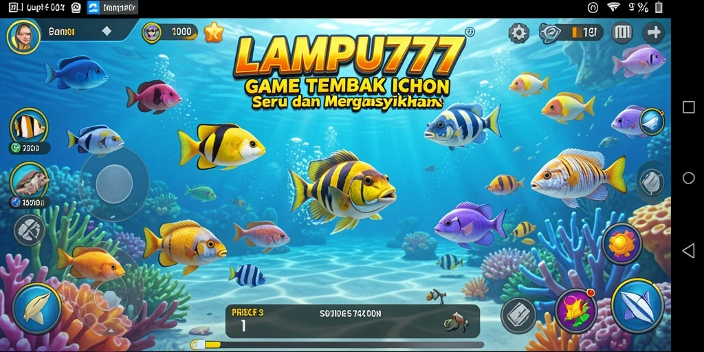 Screenshot gameplay LAMPU777 dengan aksi seru menangkap ikan.