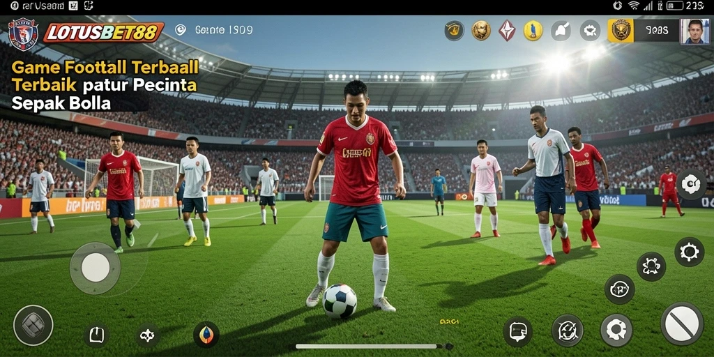 Tampilan gameplay LOTUSBET88 dengan aksi seru dari pertandingan sepak bola.
