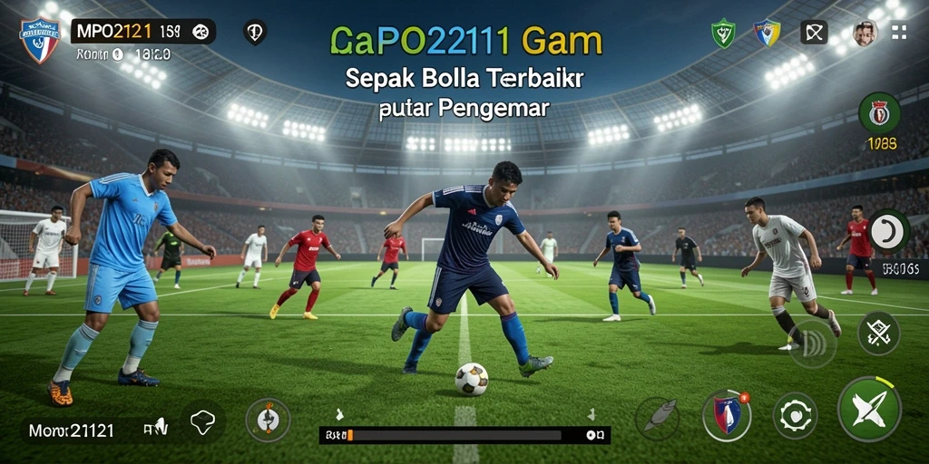 Tampilan gameplay seru dari MPO2121 dengan aksi sepak bola yang mendebarkan.