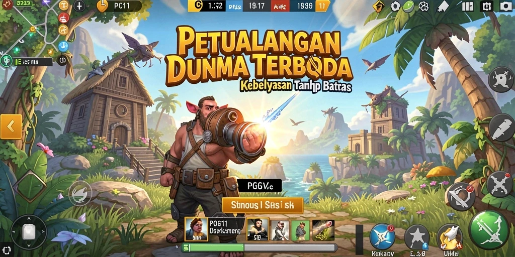 Screenshot gameplay PG11 menampilkan aksi petualangan seru di dunia terbuka.