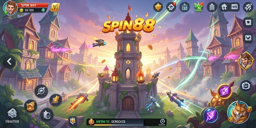 Gameplay SPIN88 menampilkan pertempuran Tower Defense yang mendebarkan.