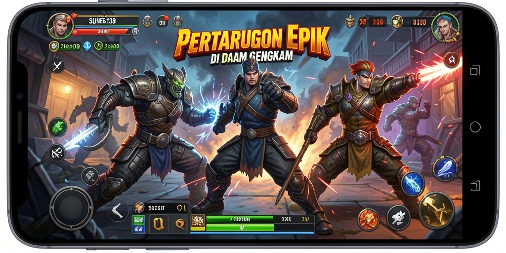 Screenshot gameplay SUNEO138 menampilkan aksi pertarungan yang mendebarkan.