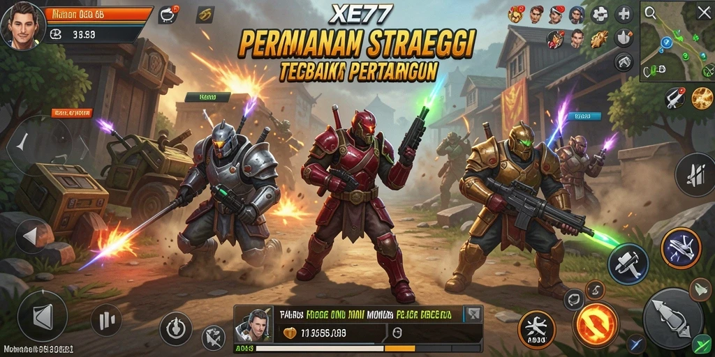 Tangkapan layar XE77 menampilkan aksi gameplay yang seru di medan perang.